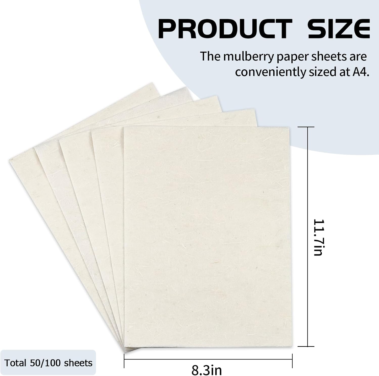 50/100 Sheets FIVEIZERO A4 Mulberry Paper Sheets Natural Fiber Rice Papers.8.3x11.7in Natural Decoupage Tissue Paper for Writing Painting. Decorative &Card Making Papers DIY Craft - Image 3