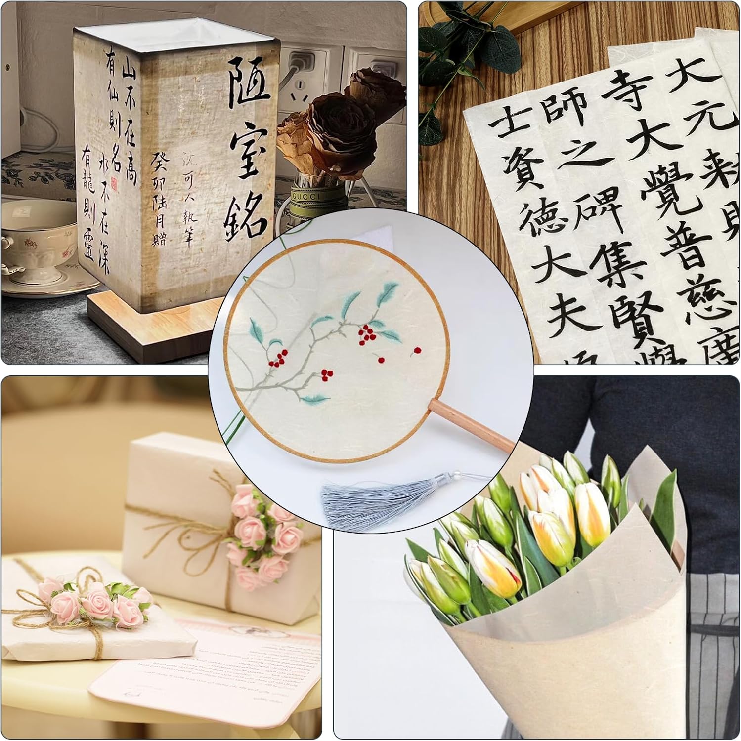 50/100 Sheets FIVEIZERO A4 Mulberry Paper Sheets Natural Fiber Rice Papers.8.3x11.7in Natural Decoupage Tissue Paper for Writing Painting. Decorative &Card Making Papers DIY Craft - Image 5