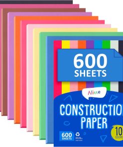 Alitte Construction Paper Assorted Colors - (600 Sheets. 9x12). Craft Paper. 10 Bright Colors - Bulk Pack Arts & Crafts Projects - Colored Paper for Preschool. Home. and Classroom Supplies